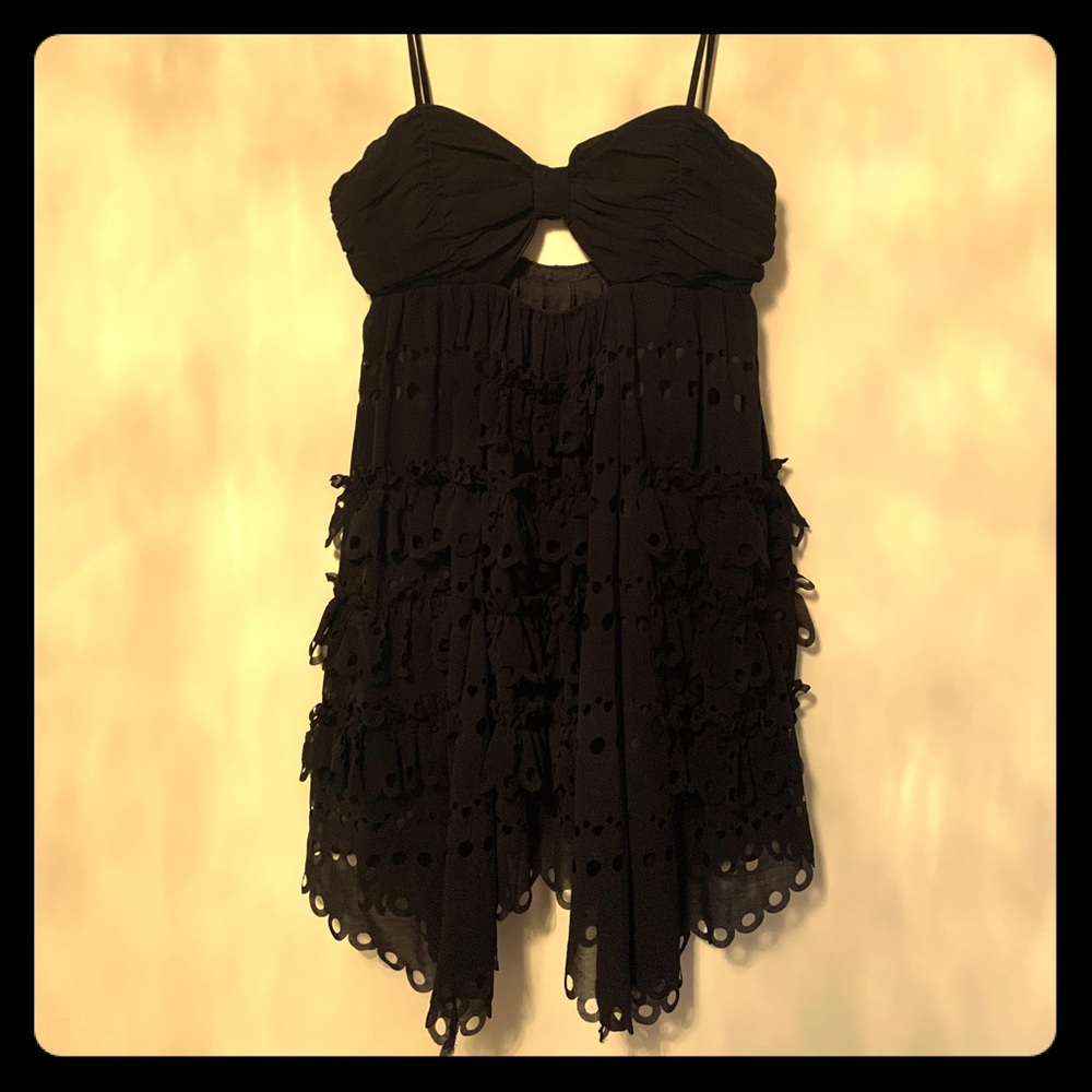 Cut out black frilly dress